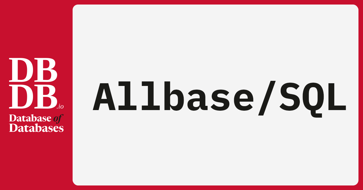 Allbase/SQL · Database of Databases