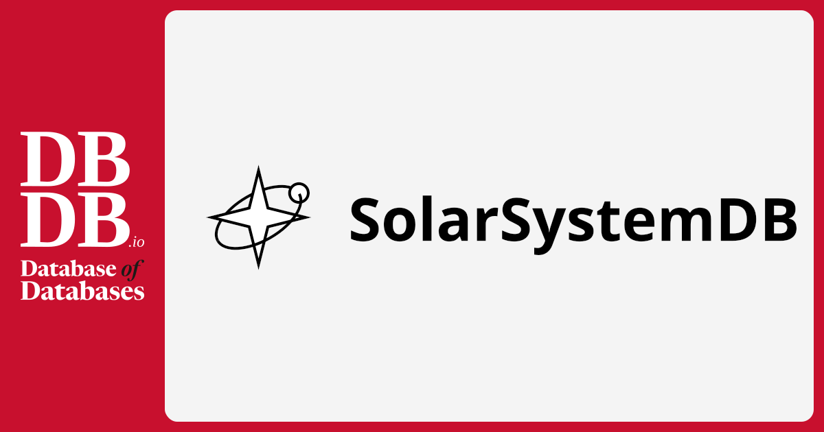Solar System Database SolarSystemDB · Database of Databases